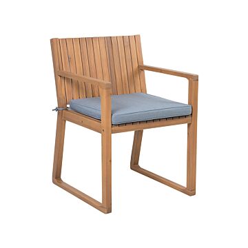 Garden Chair Light Acacia Wood 80 X 59 Cm With Blue Cushion