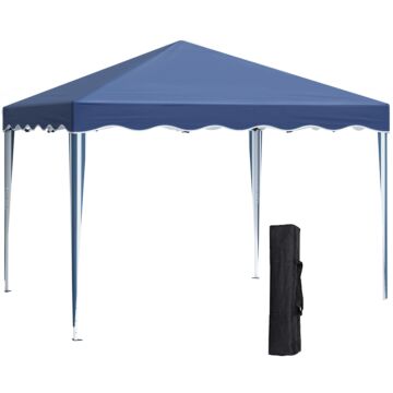 Outsunny 3x3(m) Pop Up Gazebo Canopy, Foldable Tent With Carry Bag, Adjustable Height, Wave Edge, Garden Outdoor Party Tent, Blue