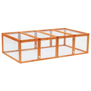 Pawhut Wooden Rabbit Hutch Outdoor, Guinea Pig Hutch, Bunny Cage With Wire Mesh Safety Rabbit Run And Play Space 181 X 100 X 48 Cm