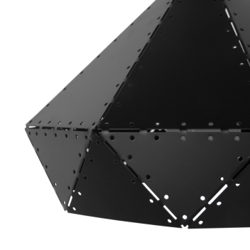 Pendant Lamp Black Colour Metal Oak Wood Element Geometrical Shape Modern Beliani