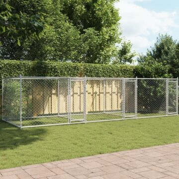 Vidaxl Dog Cage With Doors Grey 6x2x1.5 M Galvanised Steel