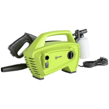 Outsunny 1600w High Pressure Washer, 130 Bar Pressure, 390 L/h Flow, Portable Power Washer Jet Wash Cleaner With Adjustable Nozzle, 6m Hose, Handle For Home Patio Car Driveway, Green
