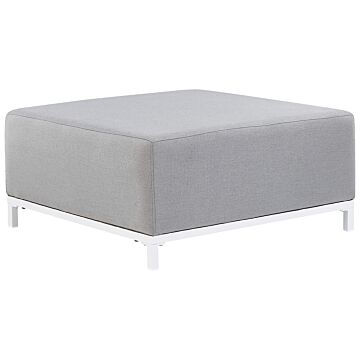 Ottoman Light Grey Polyester Upholstery White Aluminium Legs Metal Frame Outdoor And Indoor Water Resistant Beliani
