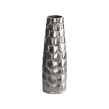 Flower Vase Silver Aluminium Metal Decorative Pot Tabletop Home Decoration Modern Design Beliani