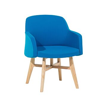 Armchair Blue Club Chair Retro Style Wooden Legs