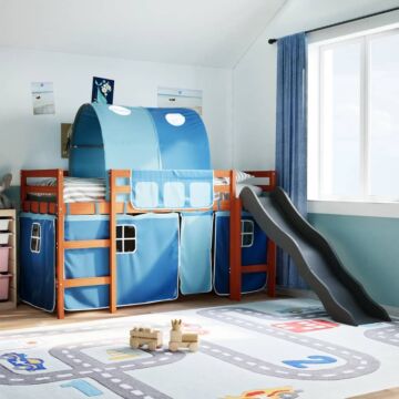 Vidaxl Kids' Loft Bed With Tunnel Blue 90x190 Cm Solid Wood Pine
