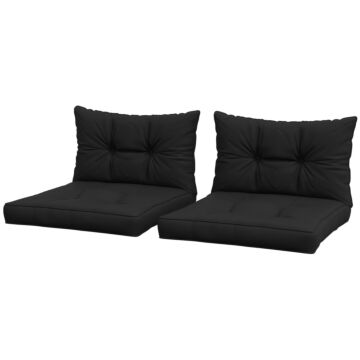 Outsunny 4-piece Seat Cushions Back Pillows Replacement, Patio Chair Cushions Set For Indoor Outdoor, Black