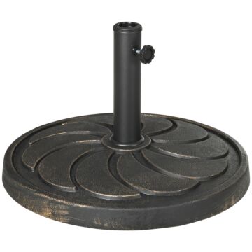 Outsunny 18kg Resin Garden Parasol Base, Round Outdoor Market Umbrella Stand Weight For Poles Of Φ38mm To Φ48mm, Bronze