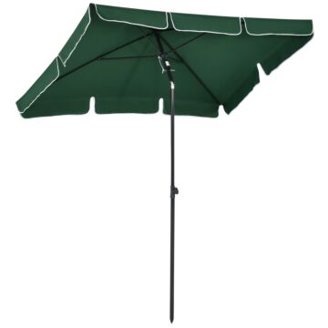 Outsunny Aluminium Sun Umbrella Parasol Patio Garden Rectangular Tilt 2m X 1.25m Green