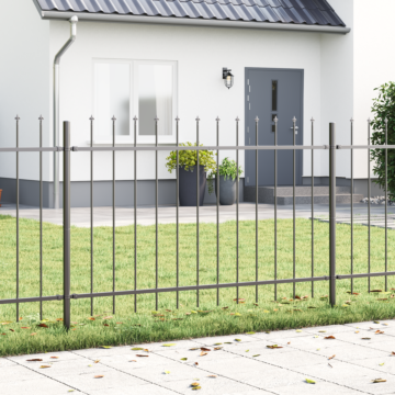 Vidaxl Garden Fence With Spear Top Grey 11,9x0,8 M Steel