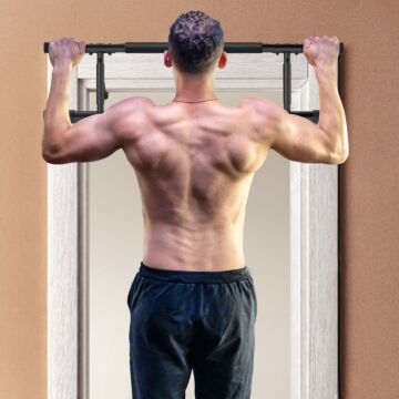 Sportnow Pull-up Bar Doorway With Resistance Bands, No Drilling Chin-up Bar Push Up Stand With Padded Handles For Home Gym Exercise