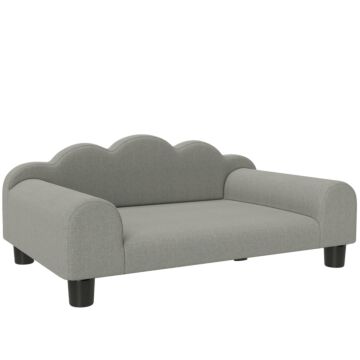 Pawhut Elevated Dog Sofa Bed, Breathable Pet Sofa With Backrest And Armrest For Small Dogs, Grey