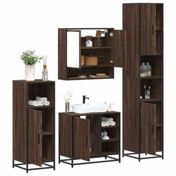 Vidaxl 4 Piece Bathroom Furniture Set Brown Oak Engineered Wood