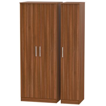 Contrast Tall Triple Plain Wardrobe In Noche Walnut