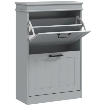 Homcom Two-drawer Minimalistic Shoe Storage Cabinet, For 10 Shoes, Grey