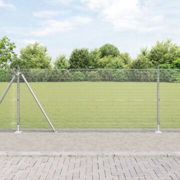 Vidaxl Welded Wire Fence With 13 Flanged Posts 1x50 M Galvanised Steel