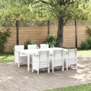 Vidaxl Garden Dining Set Set Of 7 White Poly Rattan Durable