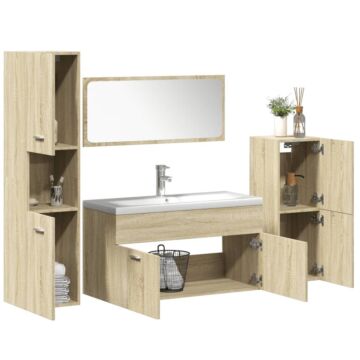 Vidaxl 5 Piece Bathroom Furniture Set Sonoma Oak Engineered Wood