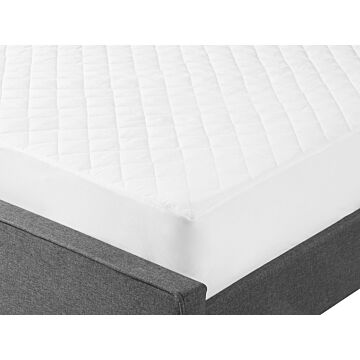 Mattress Protector White Japara Cotton Single Size 90 X 200 Cm Pad Fitted Quilted Piped Edges Beliani