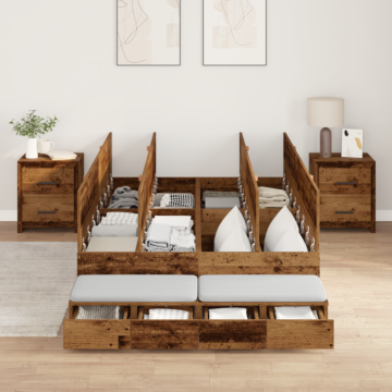 Vidaxl Storage Bed Frame Old Wood 120x200 Cm