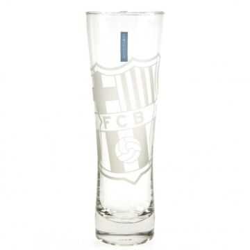 Fc Barcelona Etched Crest Tall Beer Glass