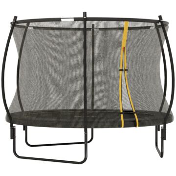 Sportnow 10ft Trampoline With Enclosure Net And Spring Cover, Outdoor Trampoline Garden Jumping Mat, Black