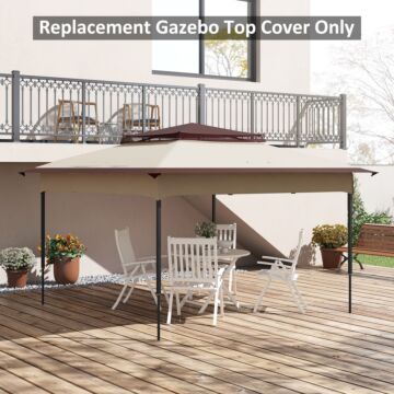 Outsunny Pop Up Gazebo Cover, 2-tier Gazebo Roof Replacement For 3.25m X 3.25m Frame, 30+ Uv Protection, Beige
