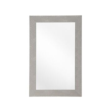 Wall Hanging Mirror Grey 60 X 91 Cm Matt Finish Thick Frame Beliani