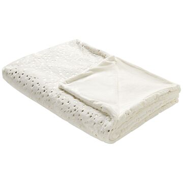 Blanket Cream Polyester 130 X 180 Cm Bedspread Throw Golden Star Pattern Living Room Bedroom Beliani