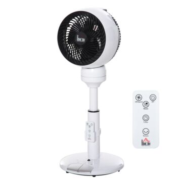Homcom 28'' Air Circulator Fan 3 Speed 3 Mode, 70° Oscillation 90° Vertical Tilt, Height Adjustable, Remote Controller For Living Room, Black & White