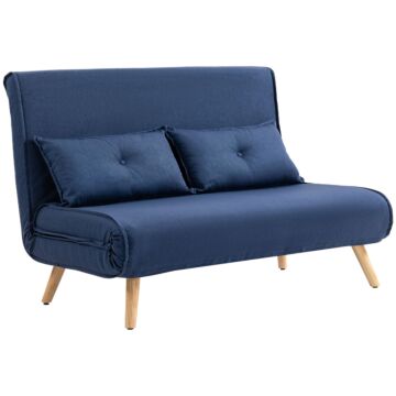 Homcom Two-seater Linen-look Sofa Bed - Dark Blue