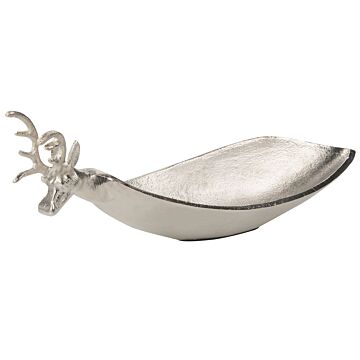 Trinket Dish Silver Metal Jewellery Ring Holder Tray Seasonal Reindeer Motif Decor Beliani