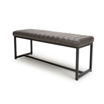 Archer Leather Effect Grey Bench