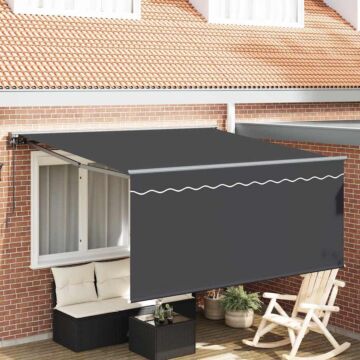 Vidaxl Retractable Awning Manual Anthracite Gray 350 X 250 Cm