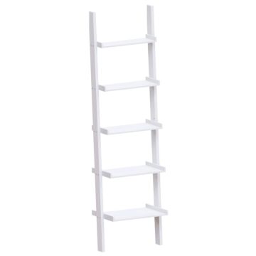 Vida Designs York 5 Tier Ladder Bookcase, White