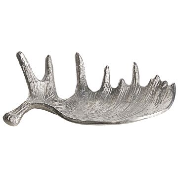 Trinket Dish Silver Metal Jewellery Ring Holder Tray Moose Antler Motif Decor Beliani
