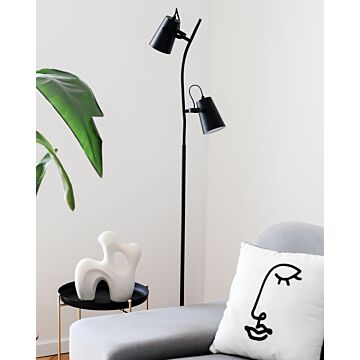 Floor Lamp Black Metal 149 Cm 2-light Double Shade Living Room Light Beliani