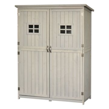 Outsunny Wooden Garden Shed Tool Storage Outsunny Wooden Garden Shed W/ Two Windows, Tool Storage Cabinet, 127.5l X 50w X 164h Cm, Grey