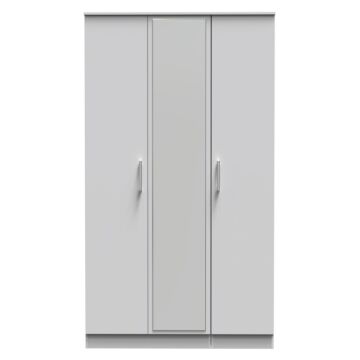 Devon Tall Triple Mirrored Wardrobe In Grey Matt