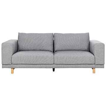 Sofa Grey Polyester Upholstered 3-seater Modern Minimalistic Style Living Room Wide Armrests Cushioned Backrest Beliani