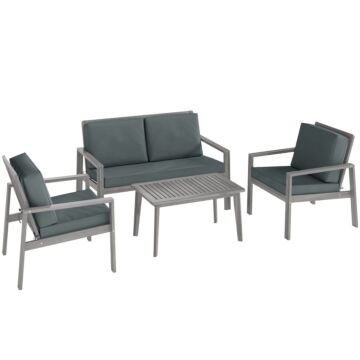 Outsunny 4-piece Wooden Garden Furniture Set With Cushions - Light Grey