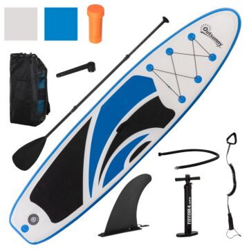 Outsunny 10'6" X 30" X 6" Inflatable Paddle Stand Up Board, Adjustable Aluminium Paddle Non-slip Deck Board With Isup Accessories, 320l X 76w X 15h Cm