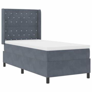 Vidaxl Box Spring Bed With Mattress Dark Grey 90x190 Cm Velvet