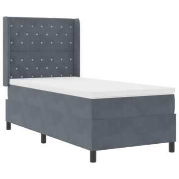 Vidaxl Box Spring Bed With Mattress Dark Grey 90x190 Cm Velvet