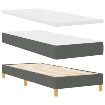 Vidaxl Box Spring Bed With Mattress In Dark Grey, 80x200 Cm, Fabric
