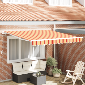 Vidaxl Manual Retractable Awning Yellow And Orange 300x250 Cm