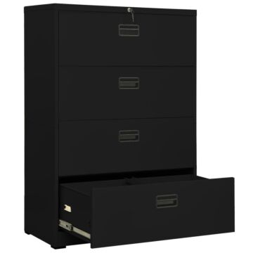 Vidaxl Filing Cabinet Black 90x46x134 Cm Steel