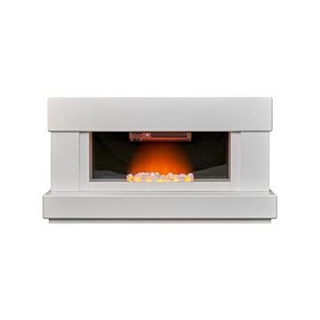 Adam Verona Fireplace Suite In Pure White, 48 Inch