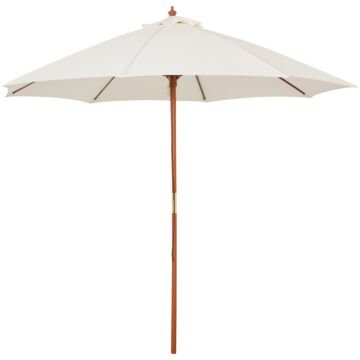 Outsunny 2.5m Wood Garden Parasol Sun Shade Patio Outdoor Market Umbrella Canopy With Top Vent, Cream White