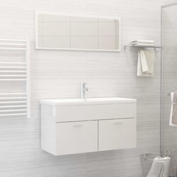 Vidaxl Bathroom Furniture Set High Gloss White Engineered Wood